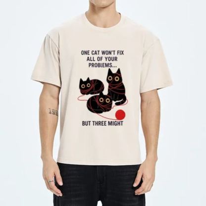 Magmoo Three Cats Fix All Problems Washed T-Shirt