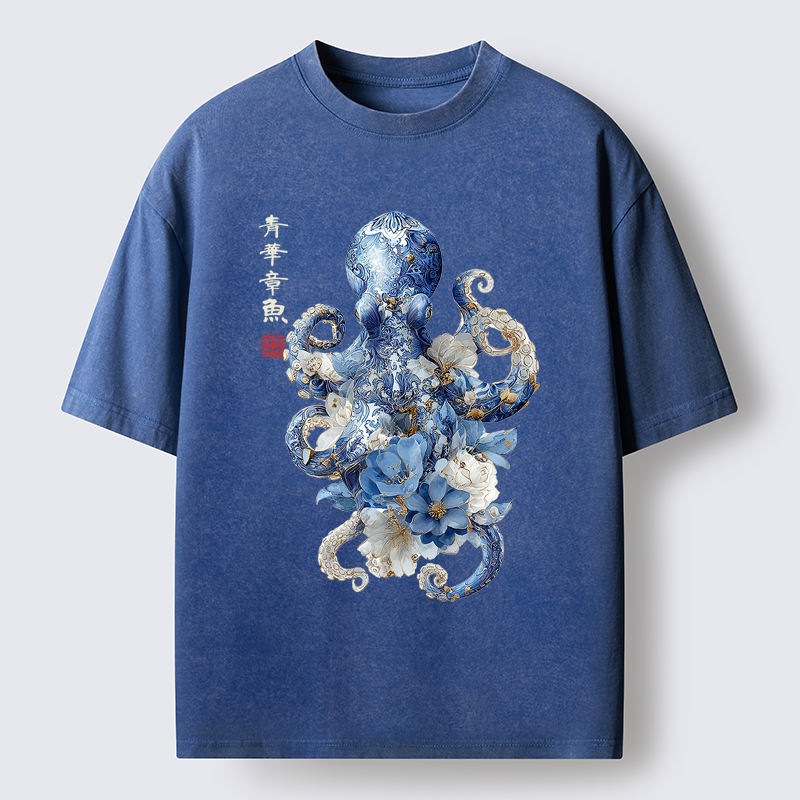 Magmoo Porcelain Blossom Octopus Washed T-Shirt