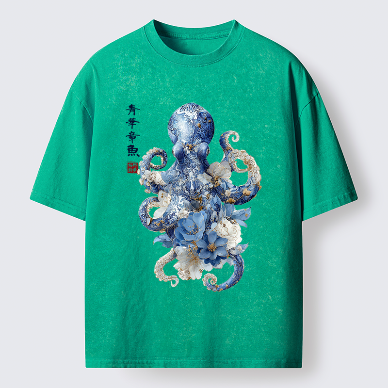 Magmoo Porcelain Blossom Octopus Washed T-Shirt