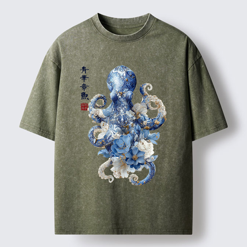 Magmoo Porcelain Blossom Octopus Washed T-Shirt