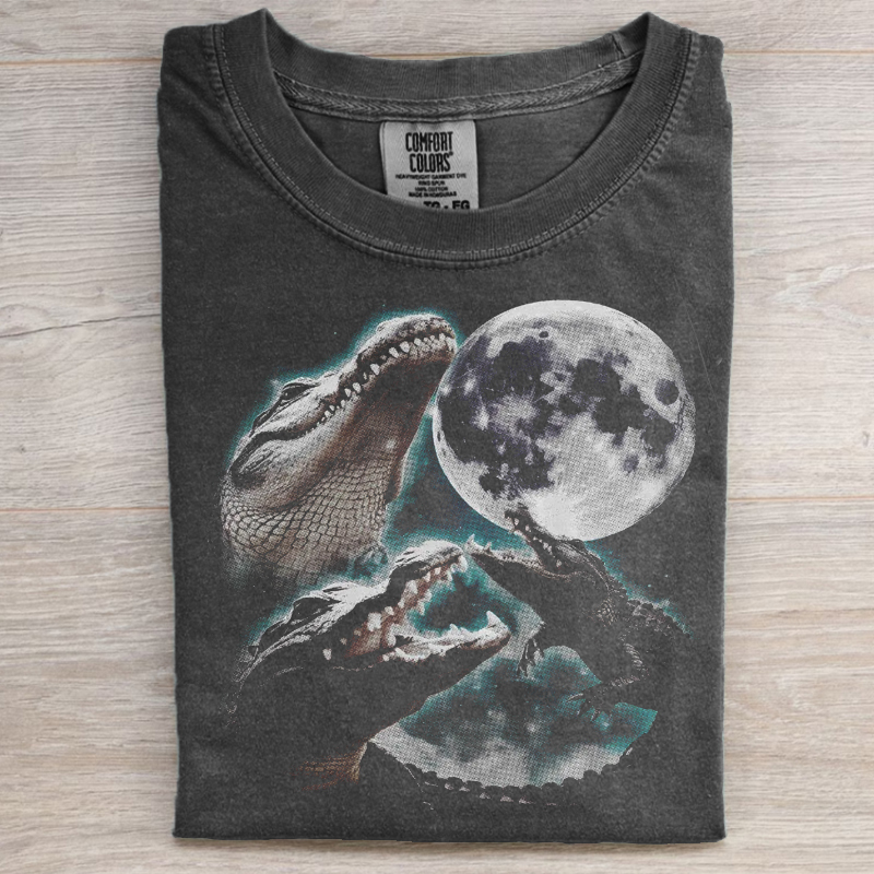 Three Alligator Moon T-shirt-Magmoo