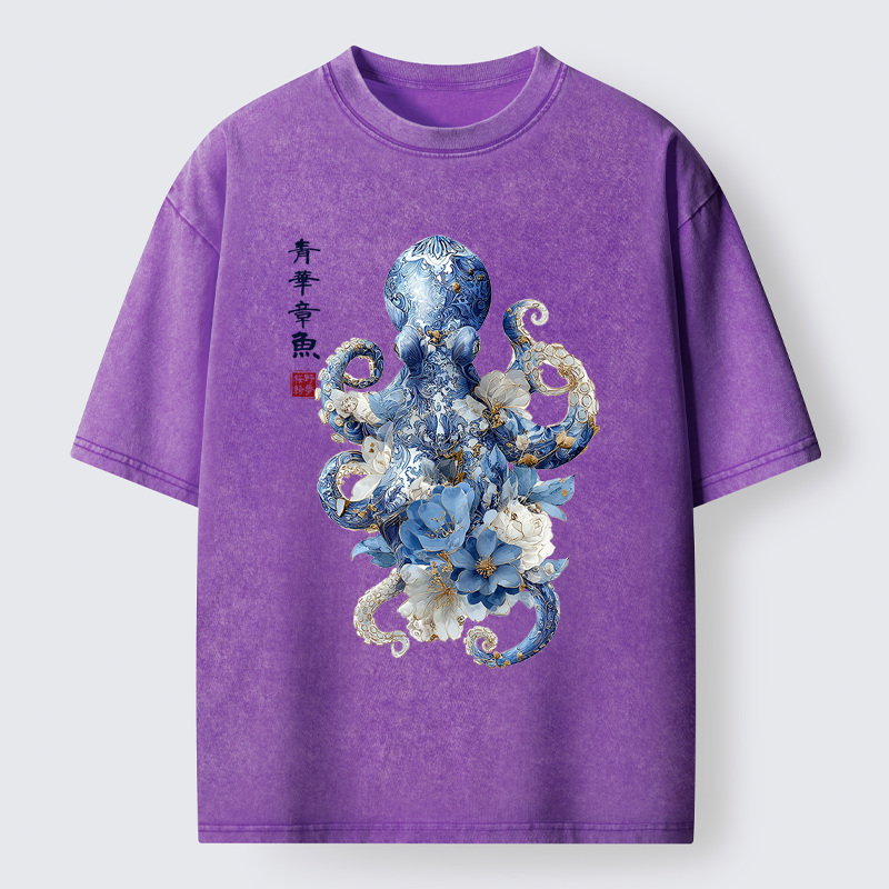 Magmoo Porcelain Blossom Octopus Washed T-Shirt