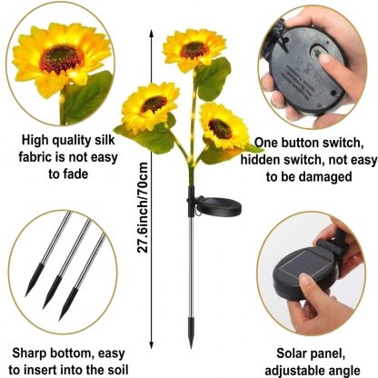🌻Mother's Day Sale 49% OFF- 🌞Solar LED Sunflower Garden Lights-29.6inch/74cm