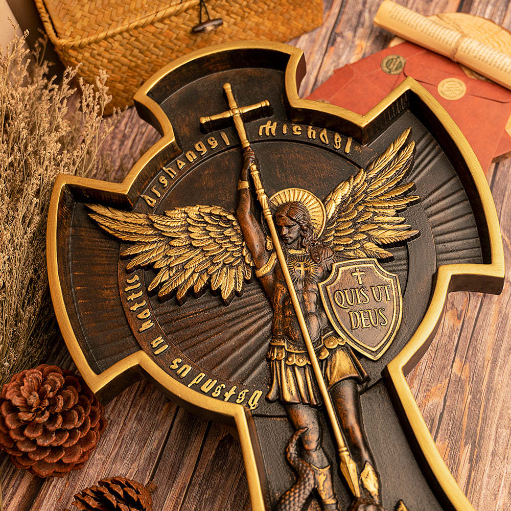 Archangel Michael Solid Wood Carving Gift