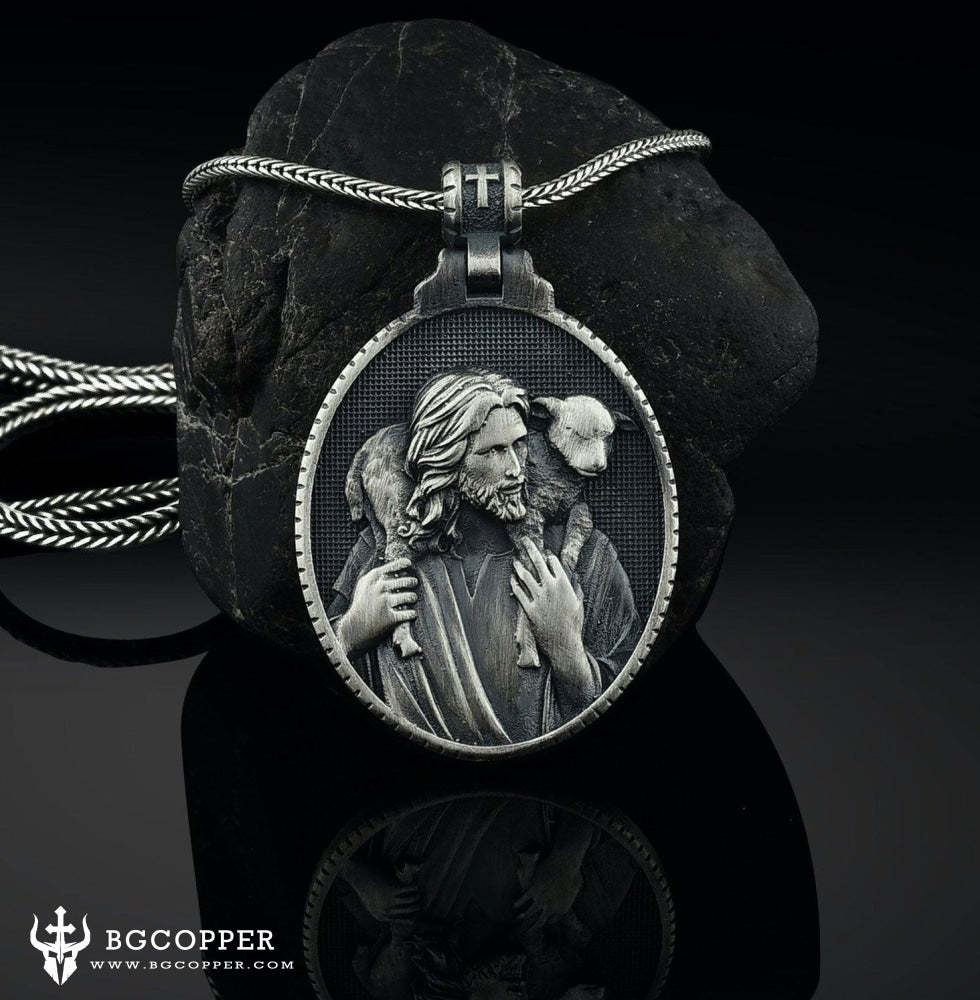 Shepherd Jesus Christ with Lamb Christian Necklace