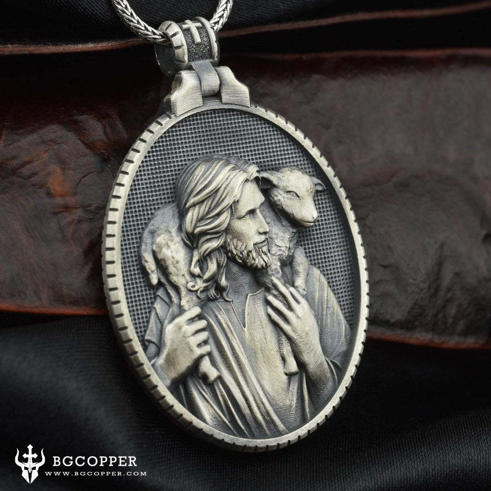 Shepherd Jesus Christ with Lamb Christian Necklace