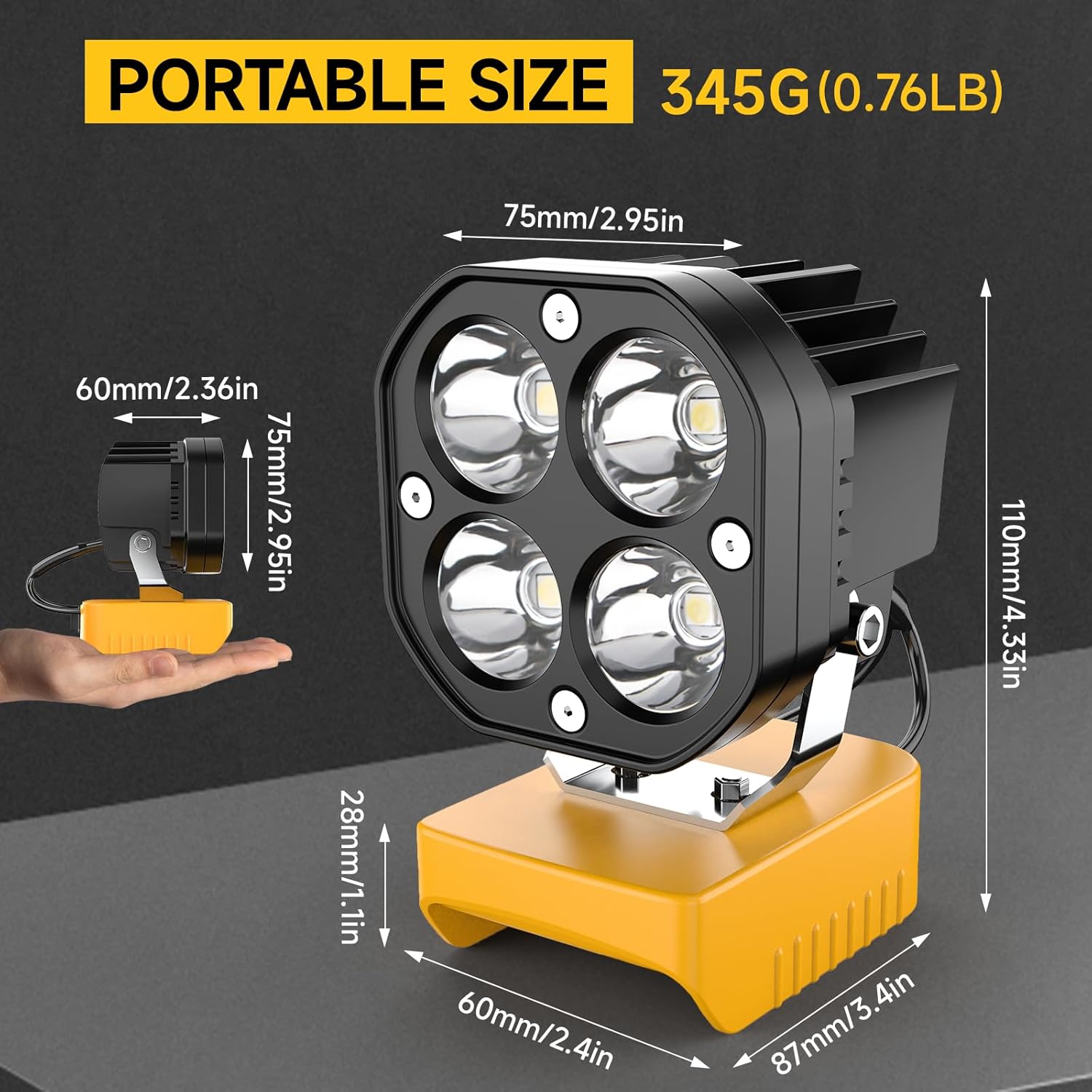 🔥LAST DAY 50% OFF - 🛠️💡LED Work Light Compatible with Milwaukee 18V Battery/Dewalt 18V&20V Battery