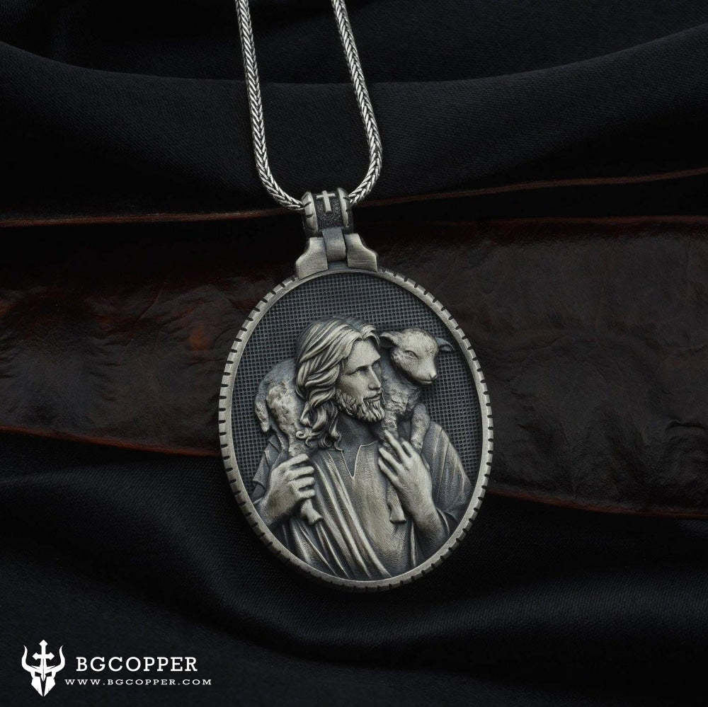 Shepherd Jesus Christ with Lamb Christian Necklace