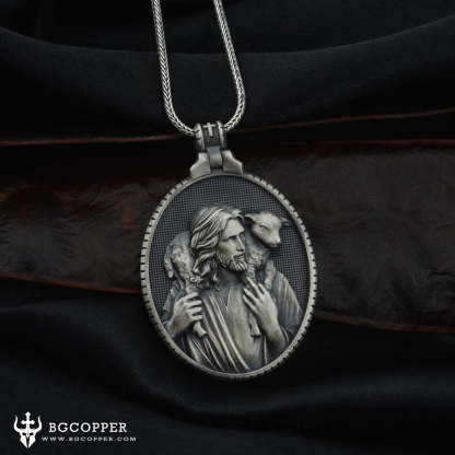 Shepherd Jesus Christ with Lamb Christian Necklace