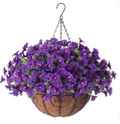 Last Day Promotion! 🔥Artificial Morning Glory Hanging Basket🌸 No Watering, No Wilting💧—Just a Picture Perfect Home Every Single Day