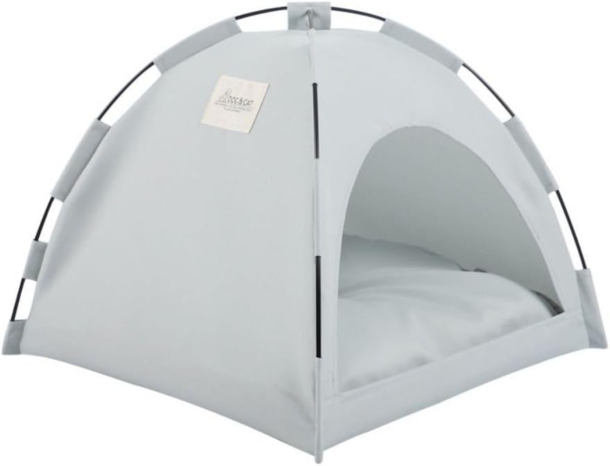 1PCS Pet Tent Bed,Cats House Kitten Tents Indoor Sleeping Cat Teepee Bed Washable Cushions Furniture Sofa Basket(M,Grey)