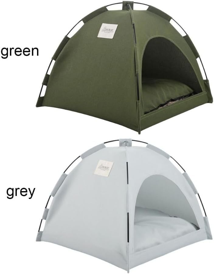 1PCS Pet Tent Bed,Cats House Kitten Tents Indoor Sleeping Cat Teepee Bed Washable Cushions Furniture Sofa Basket(M,Grey)