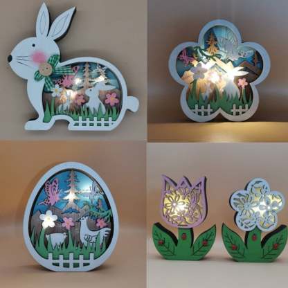 Wooden Easter Decor LED Light
