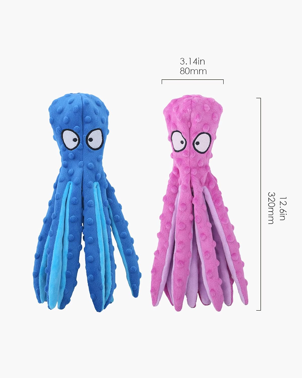 HGB Squeaky Dog Toys, Octopus No Stuffing Crinkle Plush Dog Toys to Keep Them Busy, Durable Interactive Dog Chew Toys for Puppy Teething, Large Dog Toys for Large Medium Small Breeds, Pet Toys, 2 Pack
