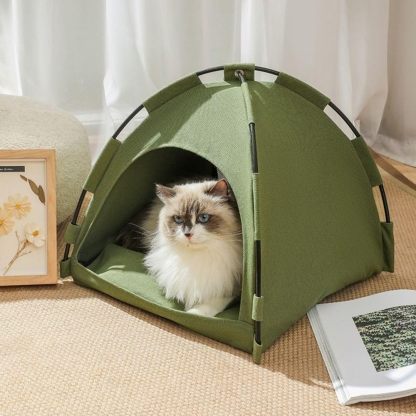1PCS Pet Tent Bed,Cats House Kitten Tents Indoor Sleeping Cat Teepee Bed Washable Cushions Furniture Sofa Basket(M,Grey)