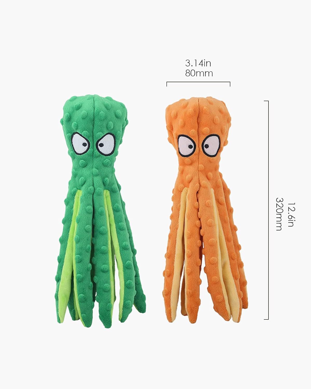HGB Squeaky Dog Toys, Octopus No Stuffing Crinkle Plush Dog Toys to Keep Them Busy, Durable Interactive Dog Chew Toys for Puppy Teething, Large Dog Toys for Large Medium Small Breeds, Pet Toys, 2 Pack