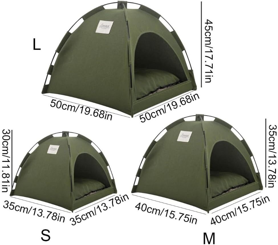 1PCS Pet Tent Bed,Cats House Kitten Tents Indoor Sleeping Cat Teepee Bed Washable Cushions Furniture Sofa Basket(M,Grey)