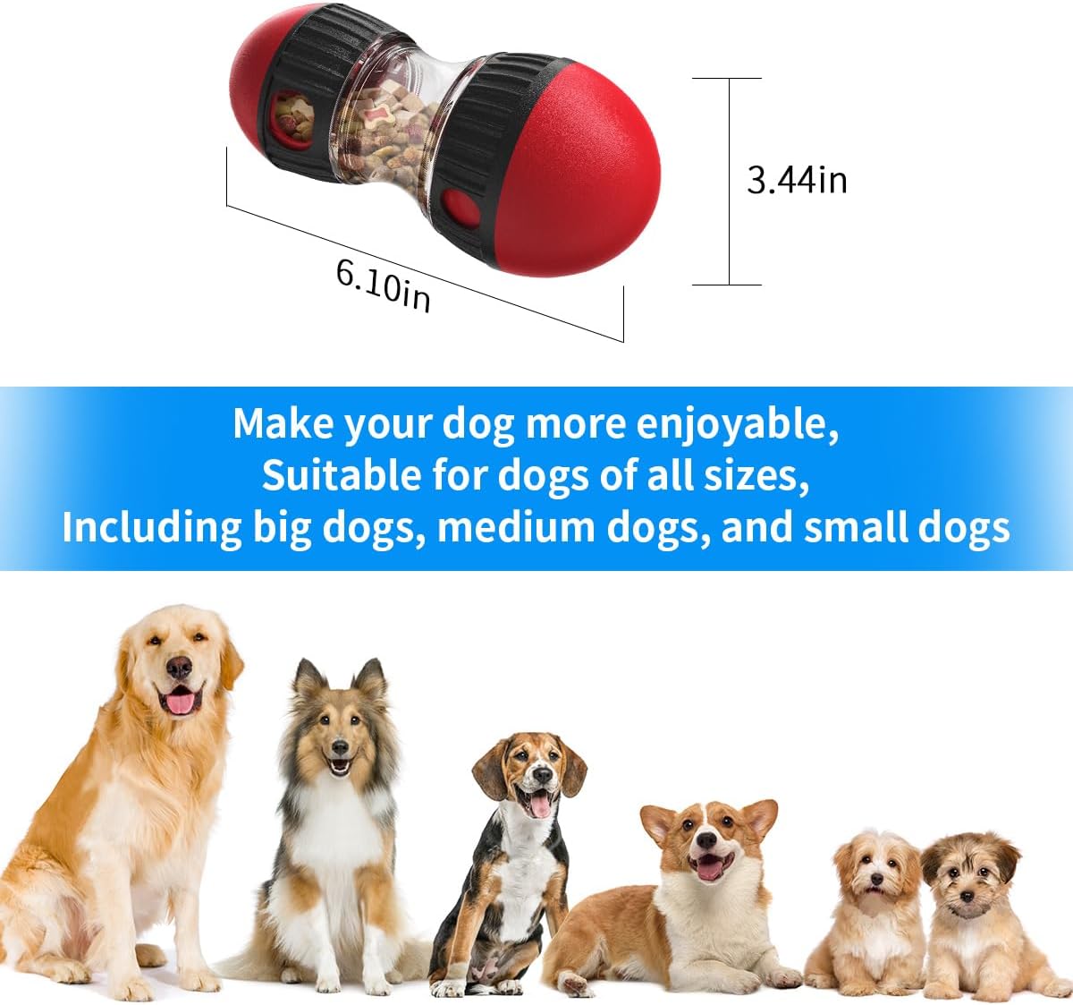 Interactive Treat Dispensing Dog Toys & Adjustable Slow Feeder Ball