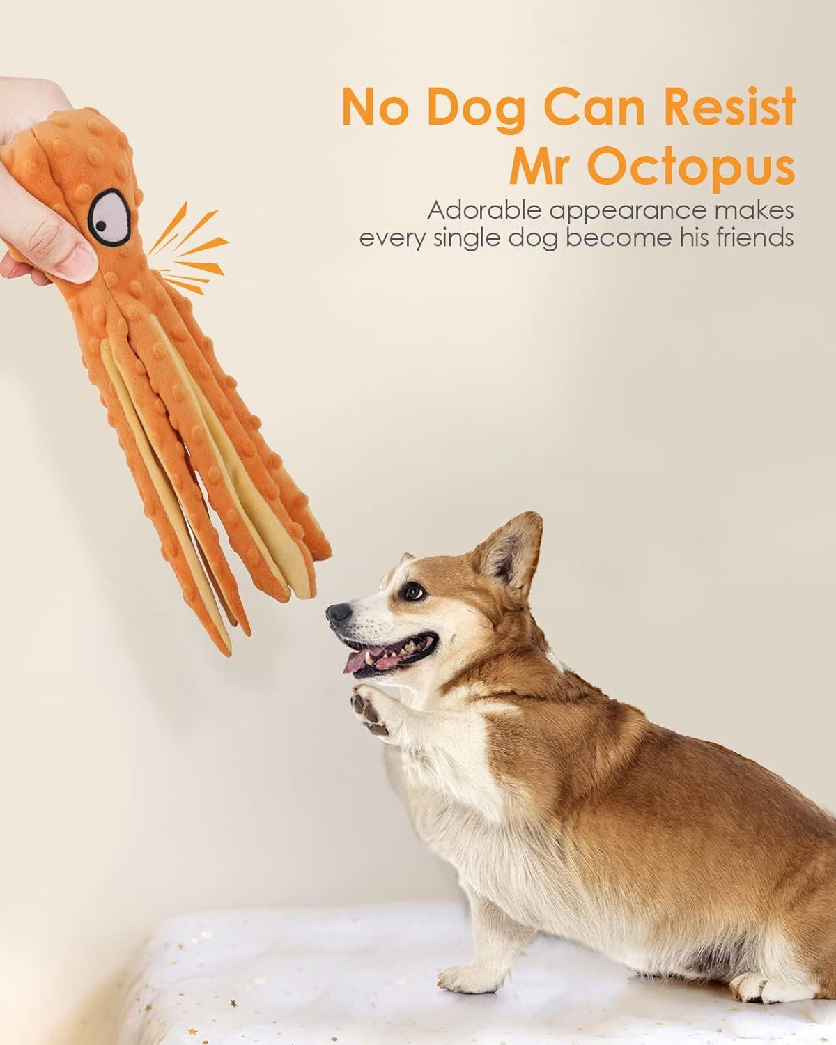 HGB Squeaky Dog Toys, Octopus No Stuffing Crinkle Plush Dog Toys to Keep Them Busy, Durable Interactive Dog Chew Toys for Puppy Teething, Large Dog Toys for Large Medium Small Breeds, Pet Toys, 2 Pack