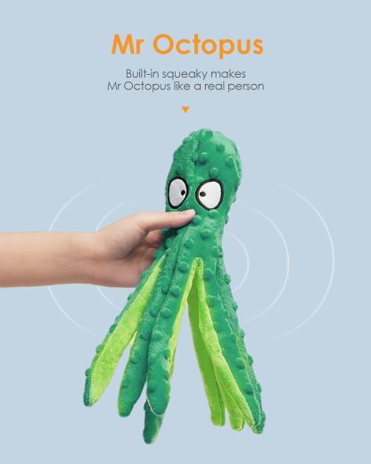 HGB Squeaky Dog Toys, Octopus No Stuffing Crinkle Plush Dog Toys to Keep Them Busy, Durable Interactive Dog Chew Toys for Puppy Teething, Large Dog Toys for Large Medium Small Breeds, Pet Toys, 2 Pack