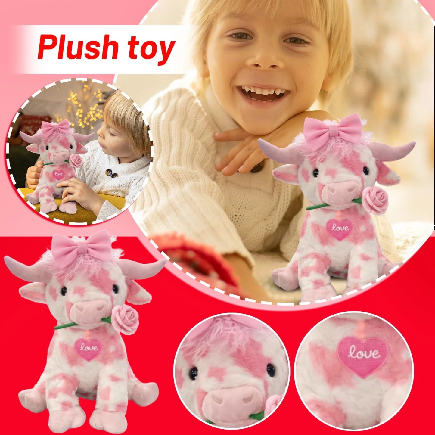 🐮Adorable Pink Highland Cow Plush