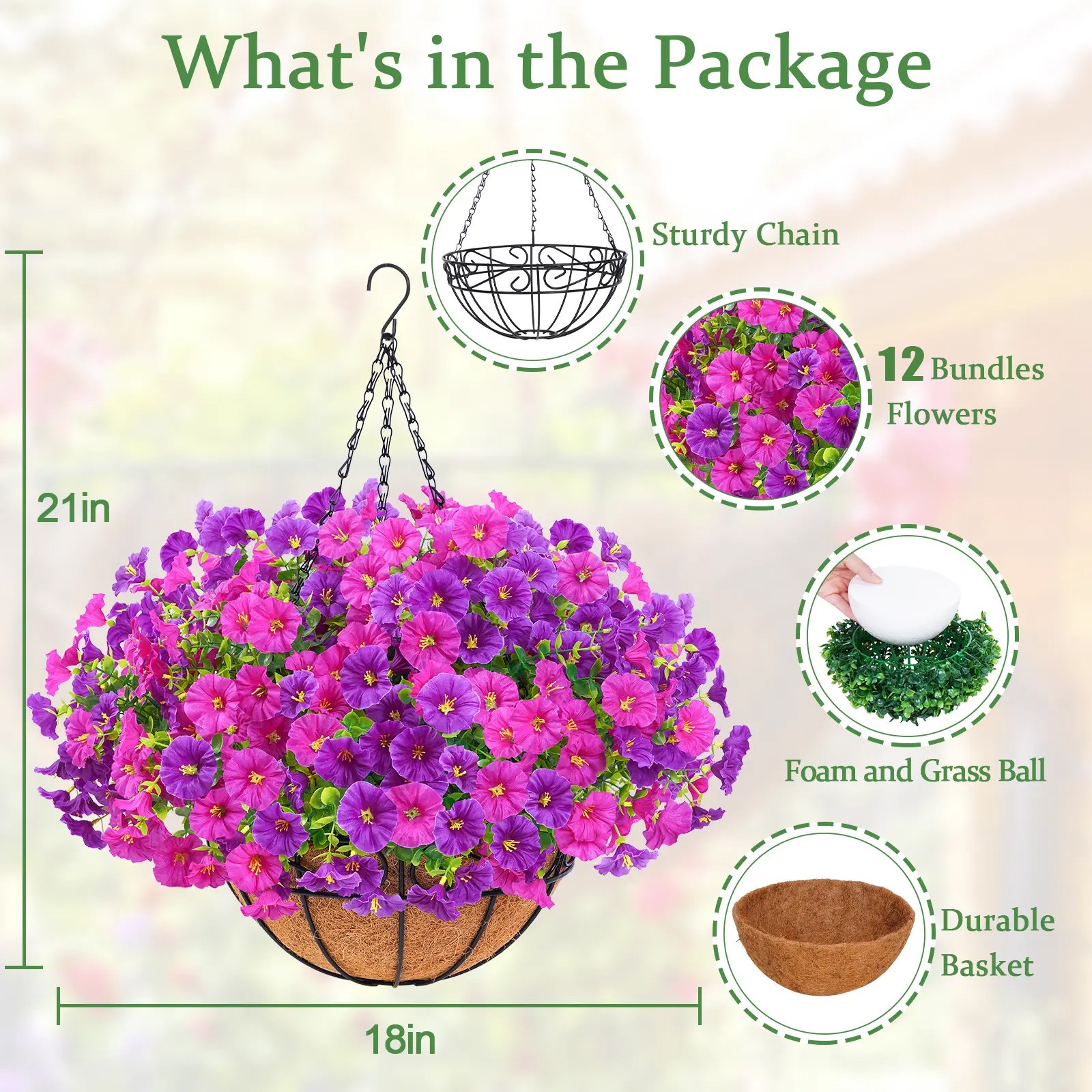 Last Day Promotion! 🔥Artificial Morning Glory Hanging Basket🌸 No Watering, No Wilting💧—Just a Picture Perfect Home Every Single Day