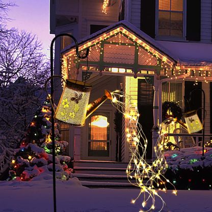 Solar Garden Fairy Lights Decorative Outdoor(Warm White),Solar Watering Can Hummingbird Lights,Metal Waterproof Hanging Solar Lantern,Christmas Gift for Mom Grandmom for Patio Yard Lawn Decor