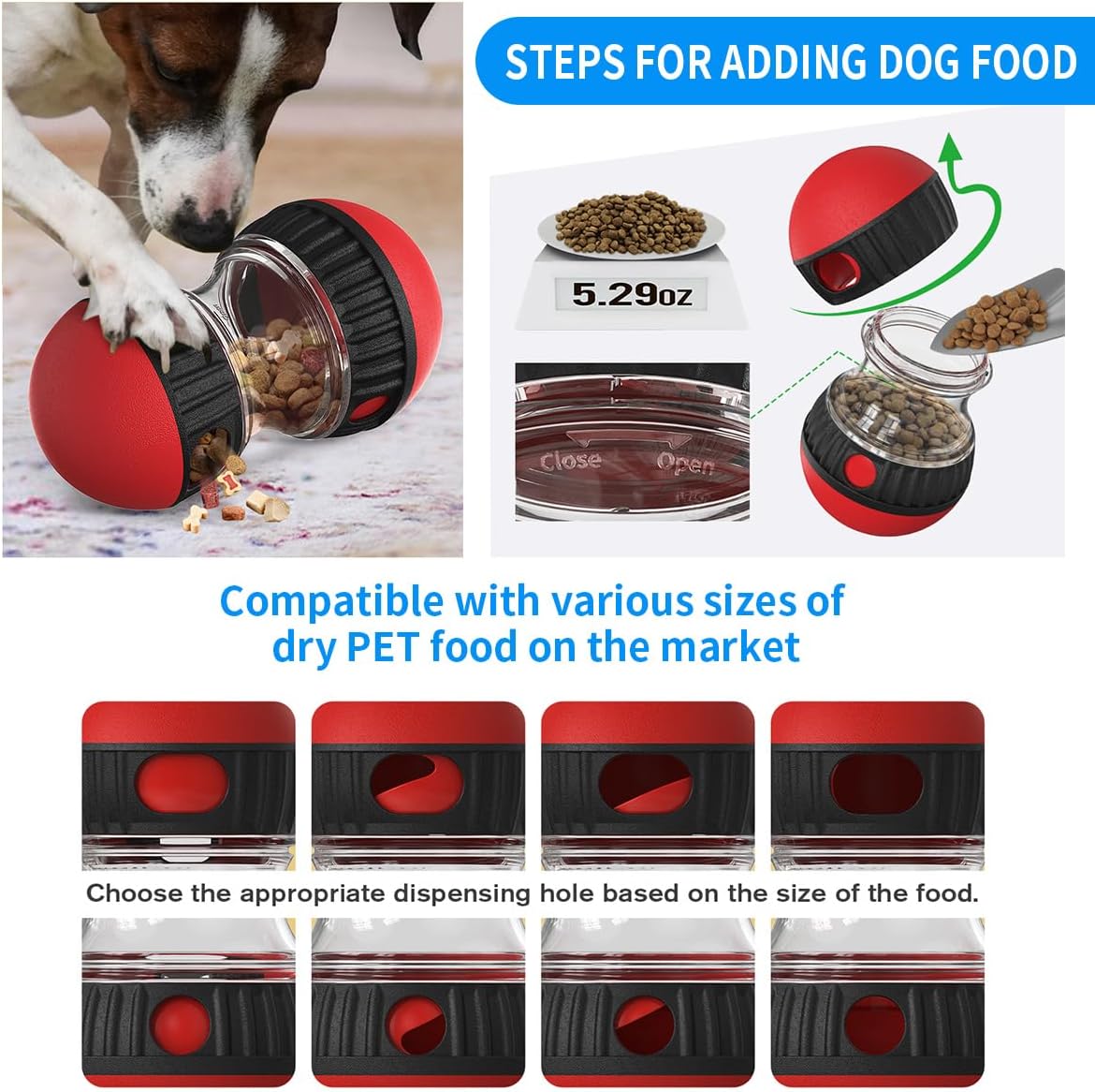 Interactive Treat Dispensing Dog Toys & Adjustable Slow Feeder Ball