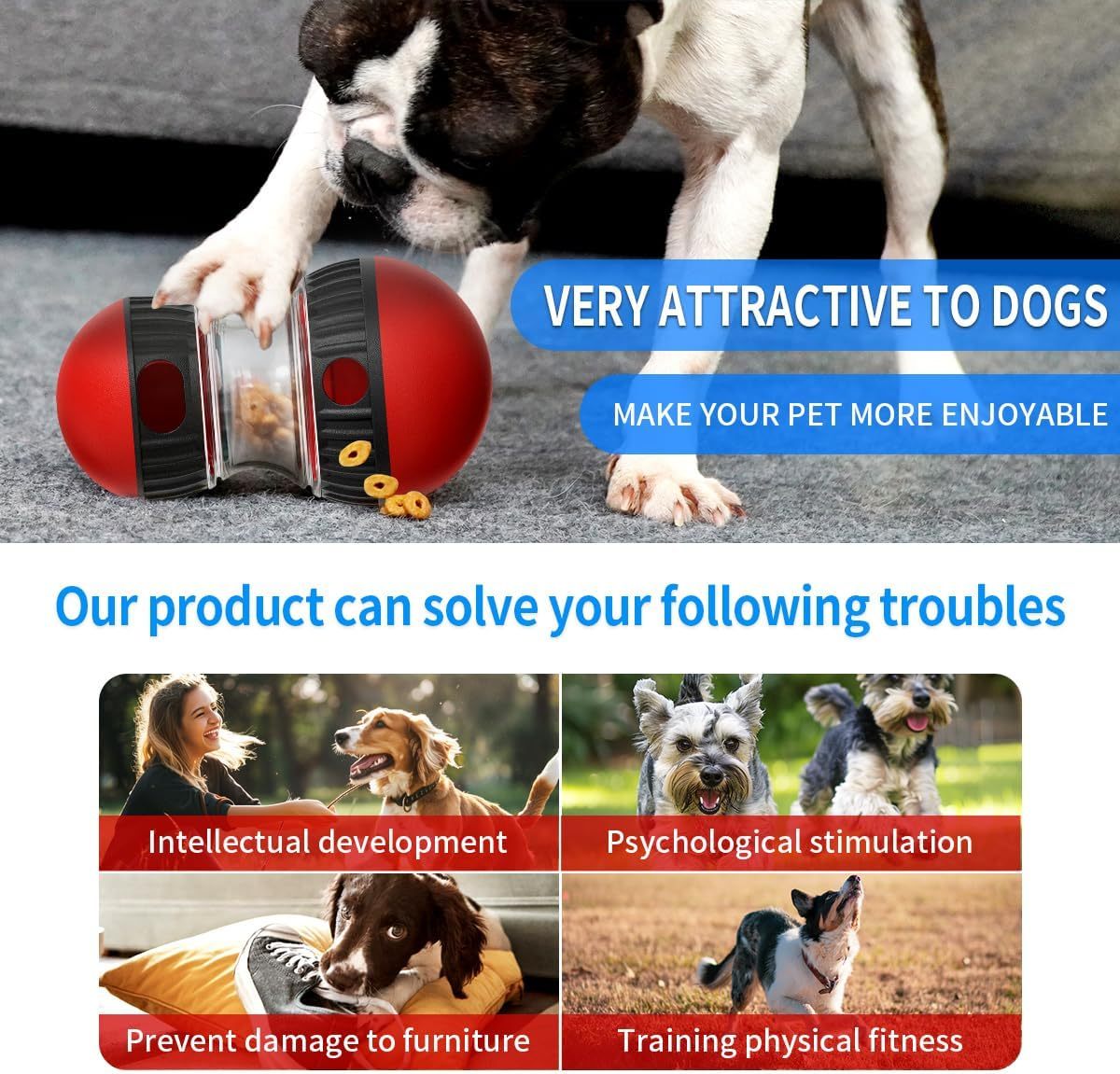 Interactive Treat Dispensing Dog Toys & Adjustable Slow Feeder Ball