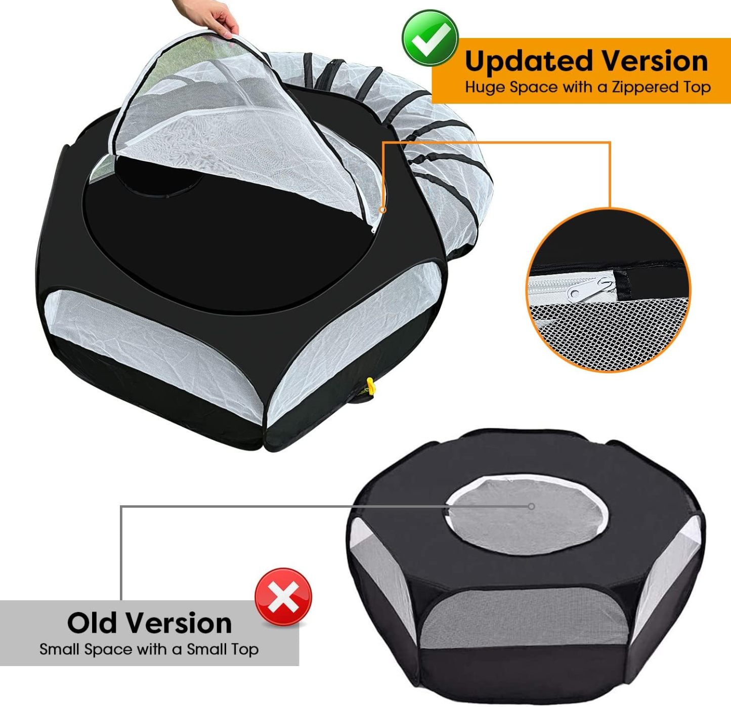 Small Animal Playpen Guinea Pig Cage Rabbit Pet with Tunnel Breathable&Transparent Pop Open Indoor Outdoor Exercise Portable Yard Fence with Top Cover for Cats,Bunny,Hamster,Hedgehog Pet,Chinchillas