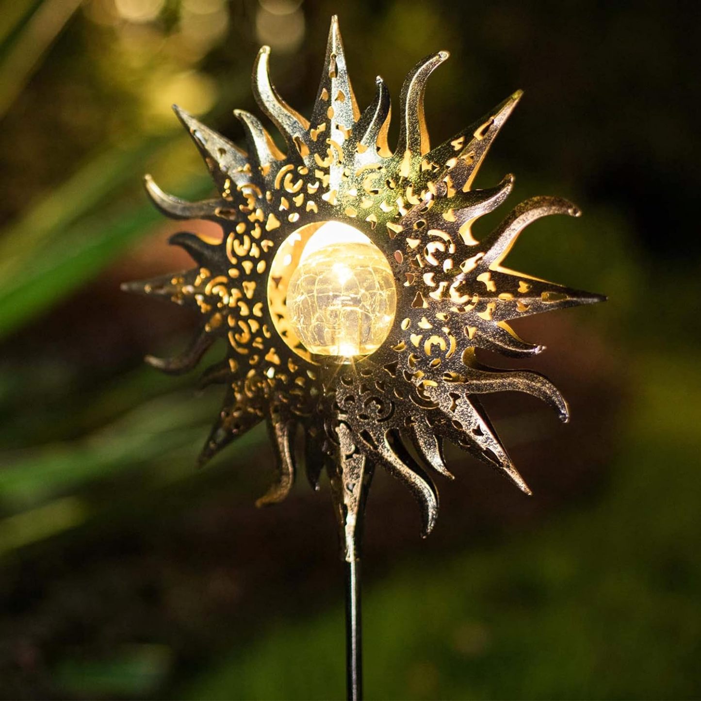 TAKE ME Sun Solar Lights Garden Outdoor Waterproof Metal Decorative Stakes for Patio Yard Walkway LawnPatio Mothers Day Gifts Mom Wife Grandma