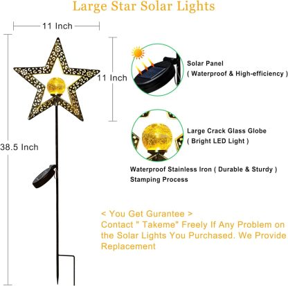 TAKE ME Moon Solar Garden Lights Outdoor Decor Waterproof Decorative Solar Stakes Lights for Patio Yard, Walkway,Lawn