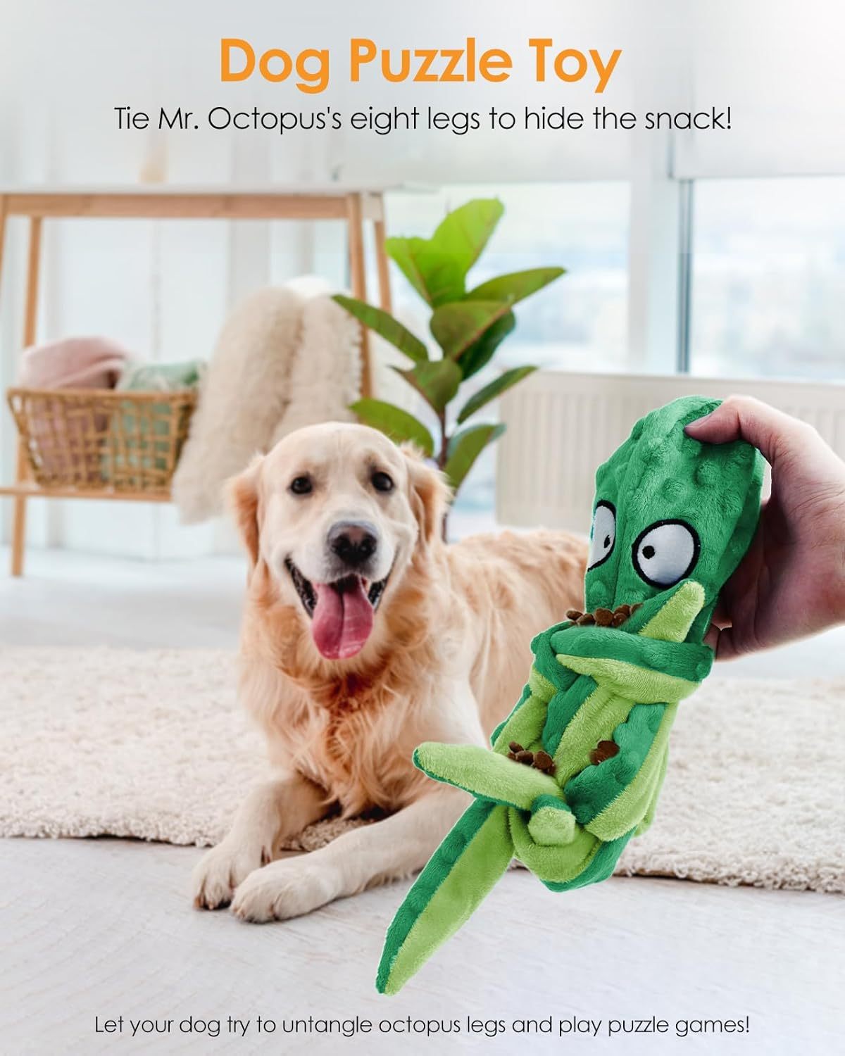 HGB Squeaky Dog Toys, Octopus No Stuffing Crinkle Plush Dog Toys to Keep Them Busy, Durable Interactive Dog Chew Toys for Puppy Teething, Large Dog Toys for Large Medium Small Breeds, Pet Toys, 2 Pack