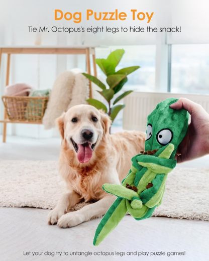 HGB Squeaky Dog Toys, Octopus No Stuffing Crinkle Plush Dog Toys to Keep Them Busy, Durable Interactive Dog Chew Toys for Puppy Teething, Large Dog Toys for Large Medium Small Breeds, Pet Toys, 2 Pack