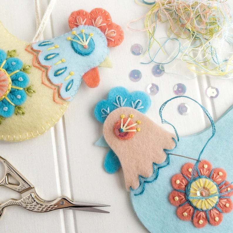 Embroidered felt Easter eggs Kit