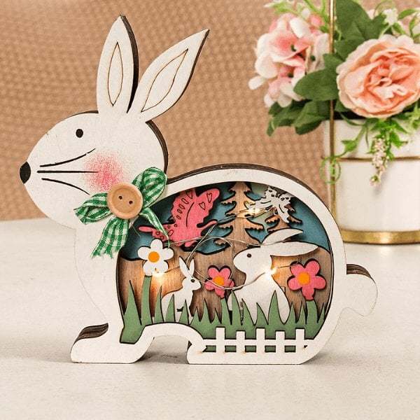 Wooden Easter Decor LED Light