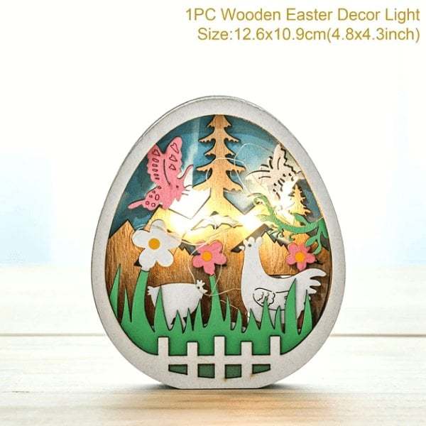 Wooden Easter Decor LED Light