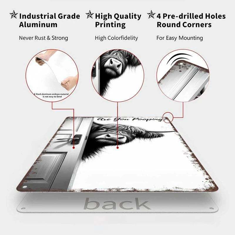 🔥Last Day 49% OFF - 🐄 The Cheeky Visitor: Vintage Highland Cow Sign