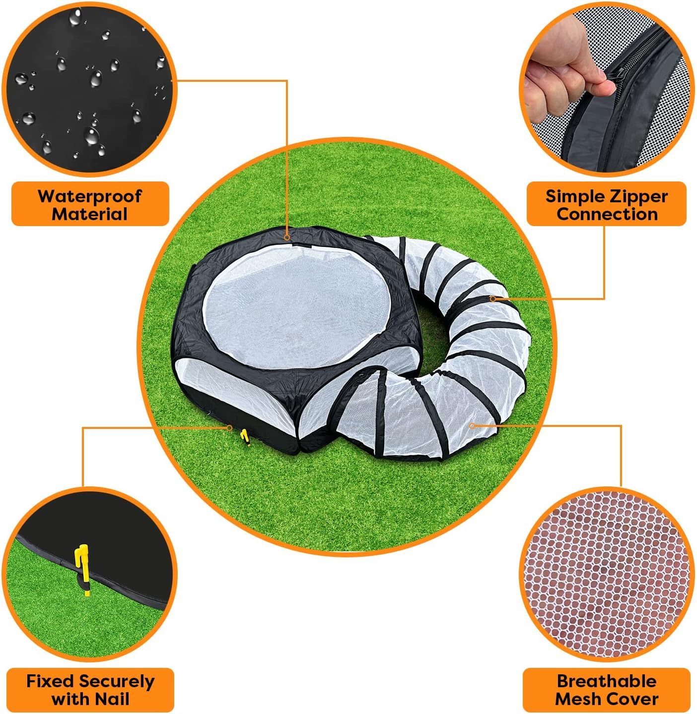 Small Animal Playpen Guinea Pig Cage Rabbit Pet with Tunnel Breathable&Transparent Pop Open Indoor Outdoor Exercise Portable Yard Fence with Top Cover for Cats,Bunny,Hamster,Hedgehog Pet,Chinchillas