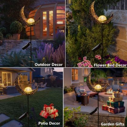 TAKE ME Moon Solar Garden Lights Outdoor Decor Waterproof Decorative Solar Stakes Lights for Patio Yard, Walkway,Lawn