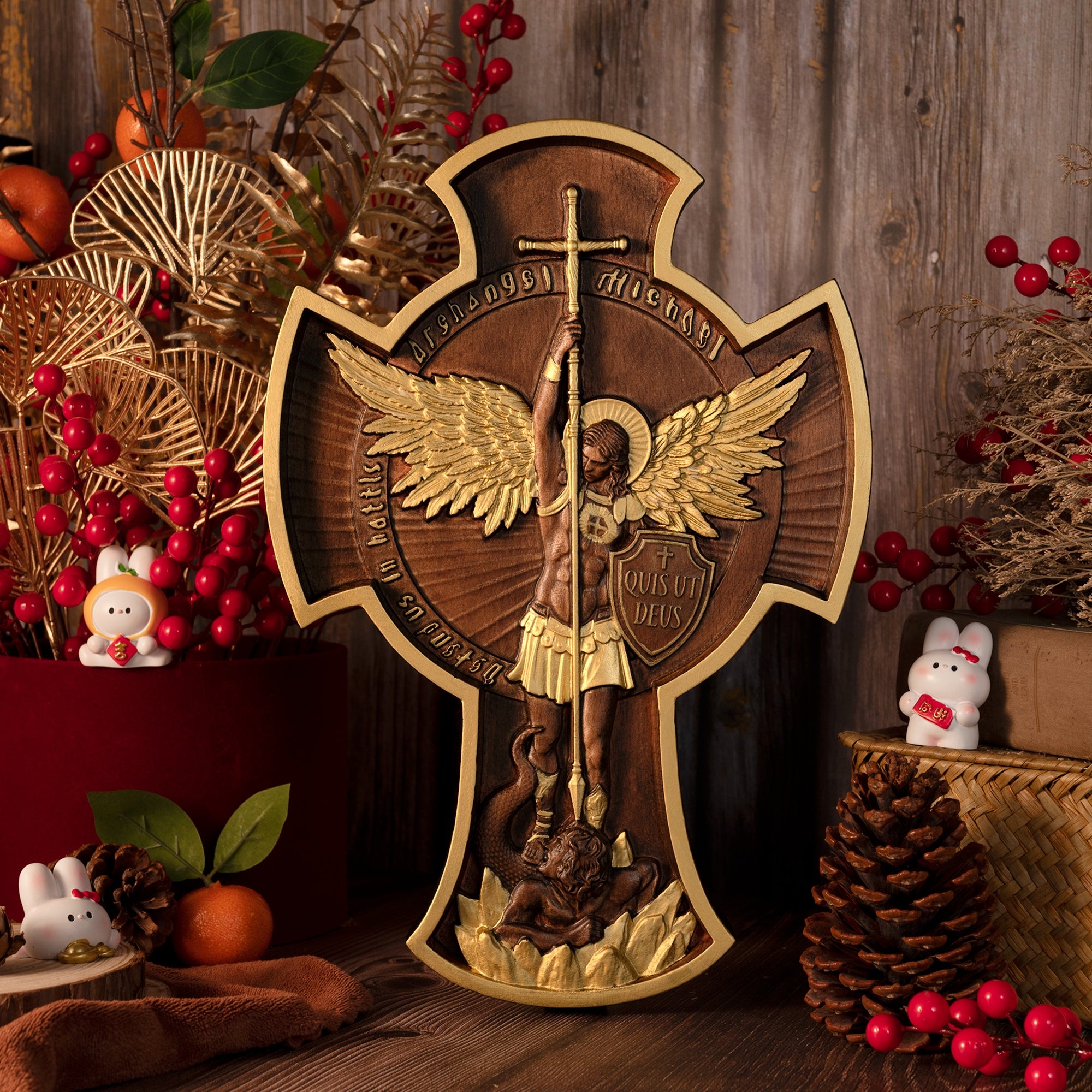 Archangel Michael Solid Wood Carving Gift