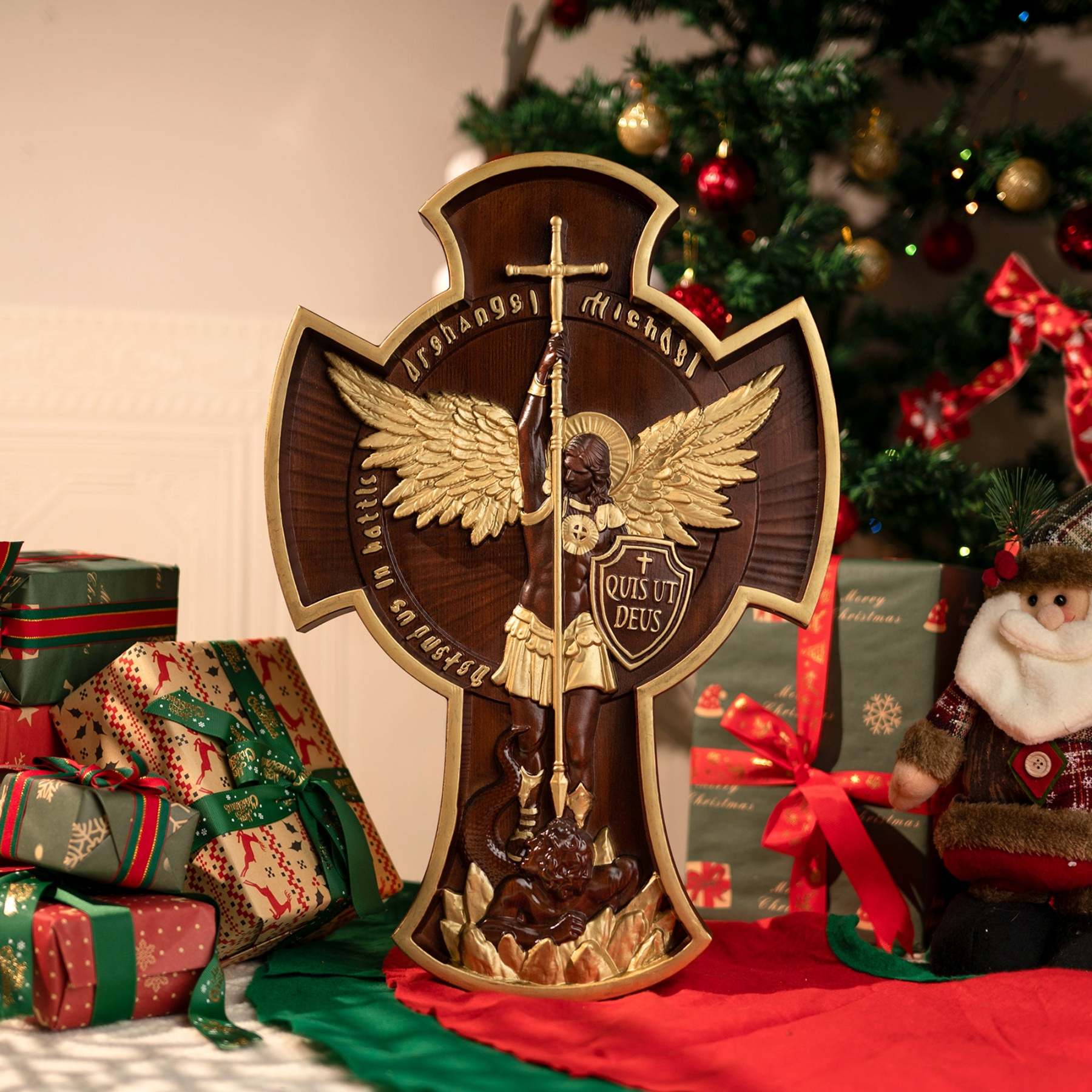 Archangel Michael Solid Wood Carving Gift