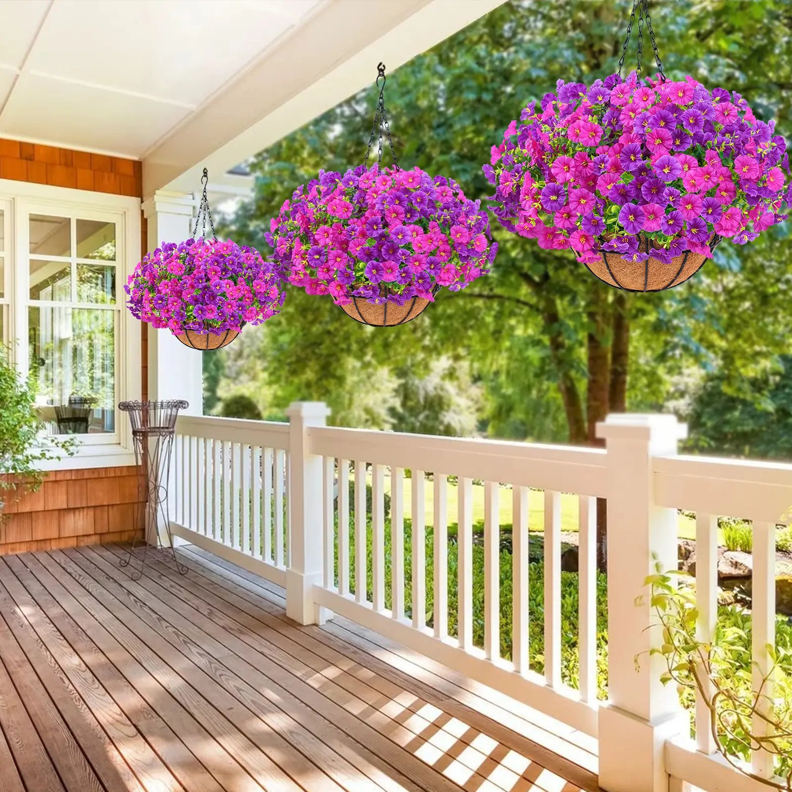 Last Day Promotion! 🔥Artificial Morning Glory Hanging Basket🌸 No Watering, No Wilting💧—Just a Picture Perfect Home Every Single Day