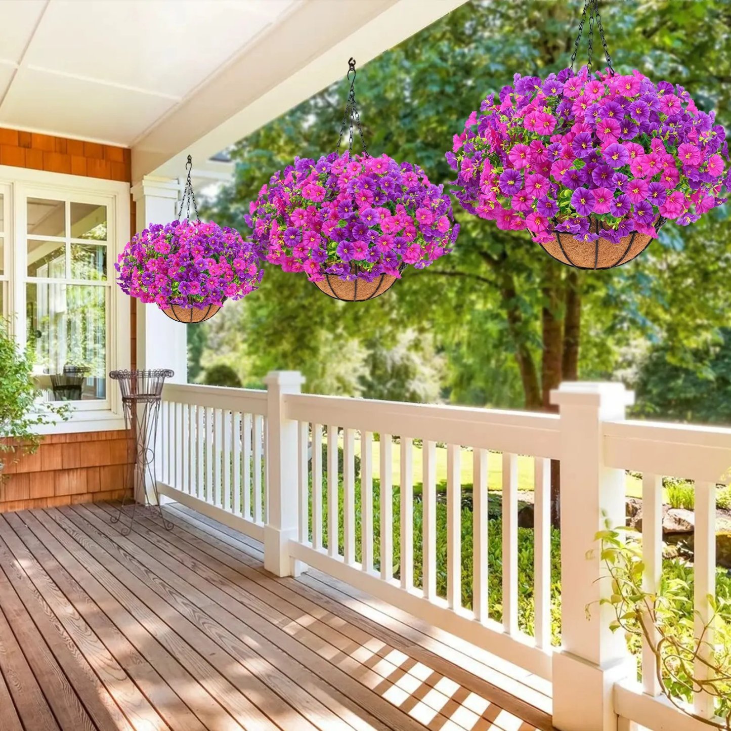 Last Day Promotion! 🔥Artificial Morning Glory Hanging Basket🌸 No Watering, No Wilting💧—Just a Picture Perfect Home Every Single Day