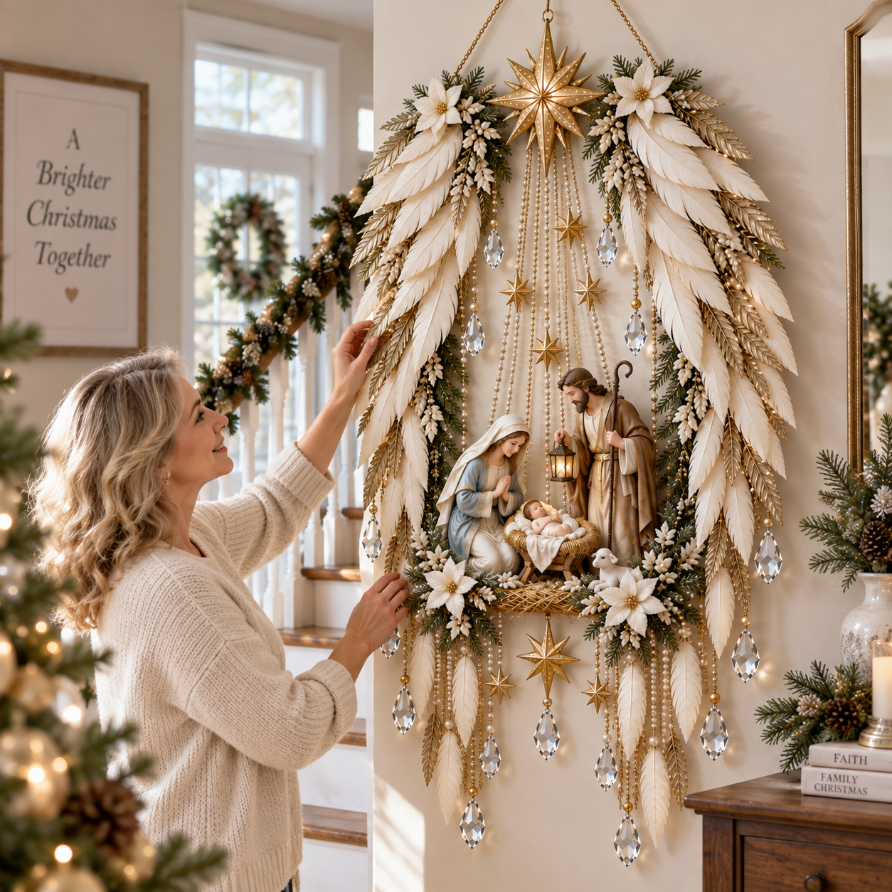 Customer style photo showing Christmas wall decor scale