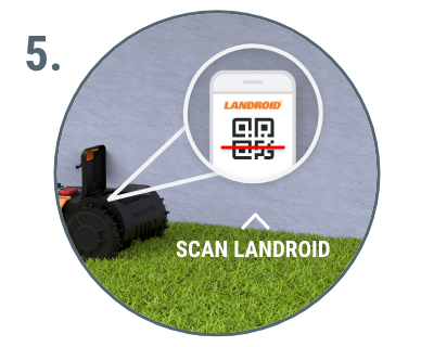 graphic showing QR code to scan to download worx landroid app