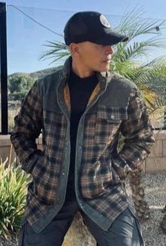 Men's Fleece Plaid Long-Sleeved Jacket