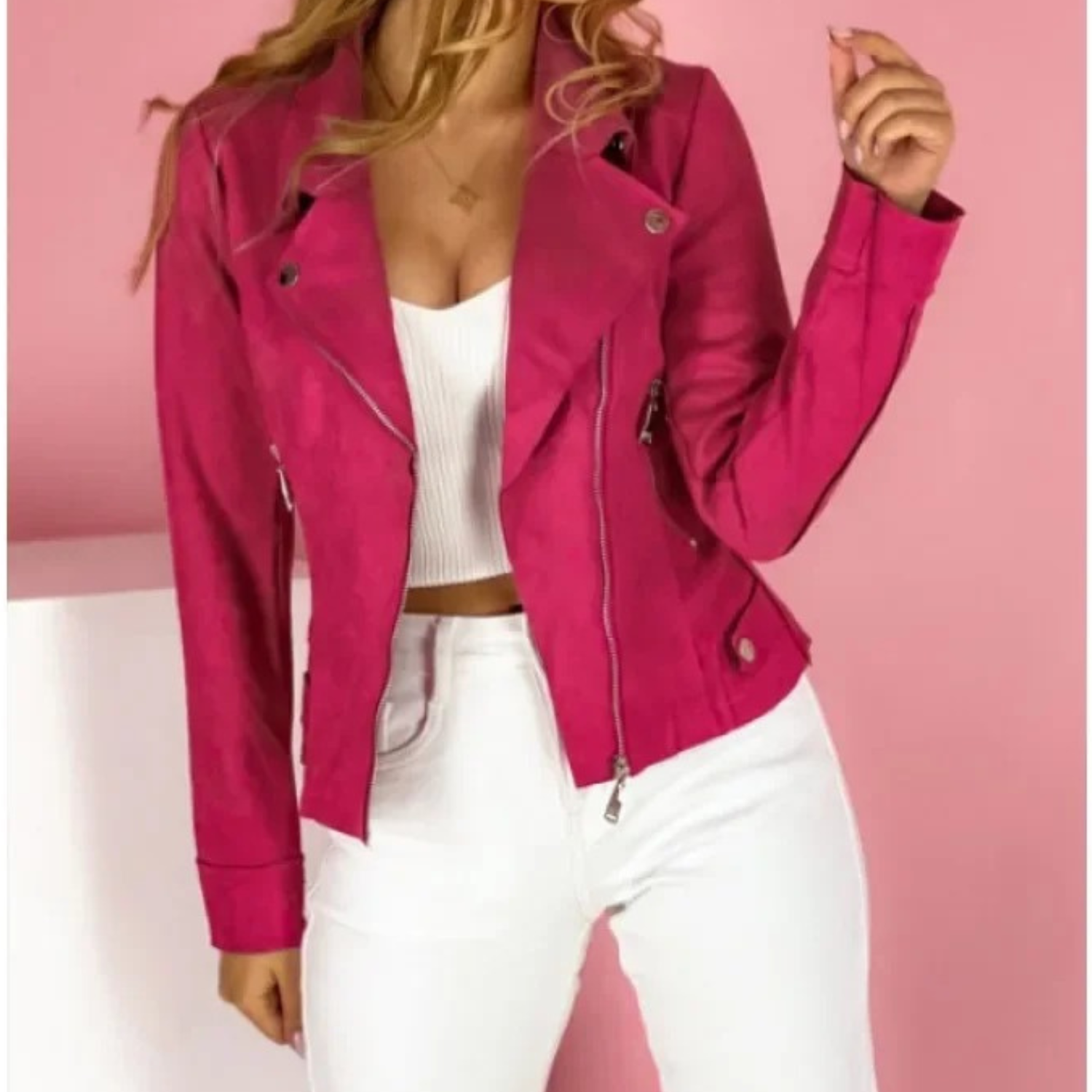 Jana - Ladies Leather Jacket with Turn Down Collar