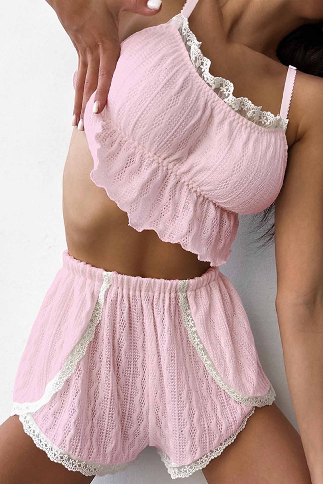 Jella - lace cami top shorts loungewear set