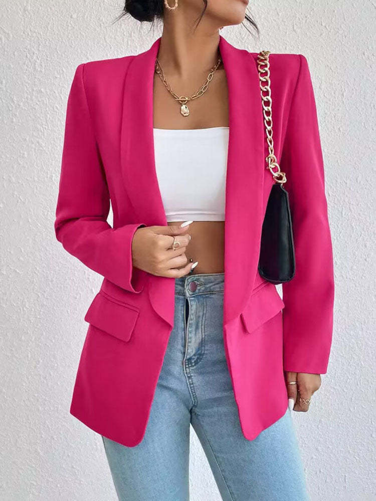 Solid Shawl Collar Chic Comfort Blazer